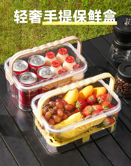 轻奢手提保鲜盒户外露营春游野餐移动小冰箱收纳便携水果保鲜盒