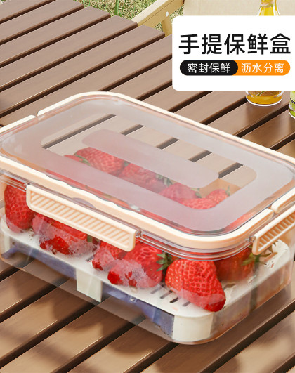 户外露营春游野餐移动小冰箱收纳便携水果食品盒便携手提保鲜盒
