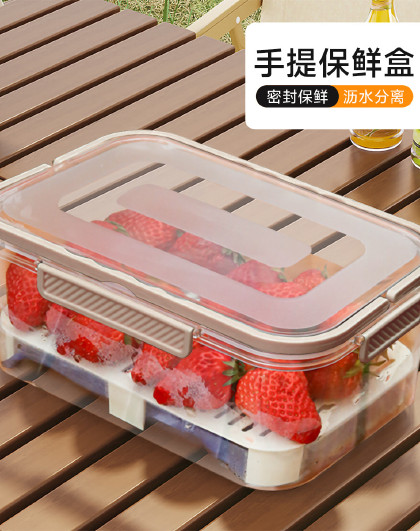 户外露营春游野餐移动小冰箱收纳便携水果食品盒便携手提保鲜盒