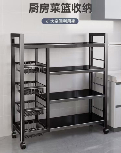 家用多功能厨房置物架杂物架靠墙储物架子多层蔬菜收纳架置物架