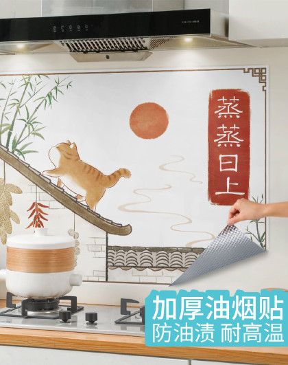 2张装卡通厨房灶台耐高温防油贴厨房防油贴纸防水自粘耐高温厨房