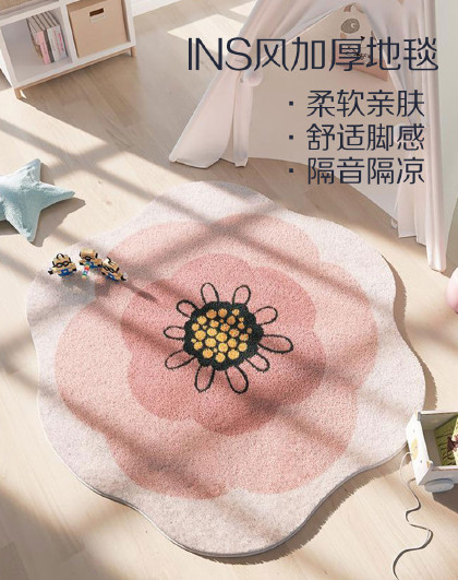 卡通客厅垫卧室少女床边毯毛绒阳台地毯吸水防滑北欧风地毯