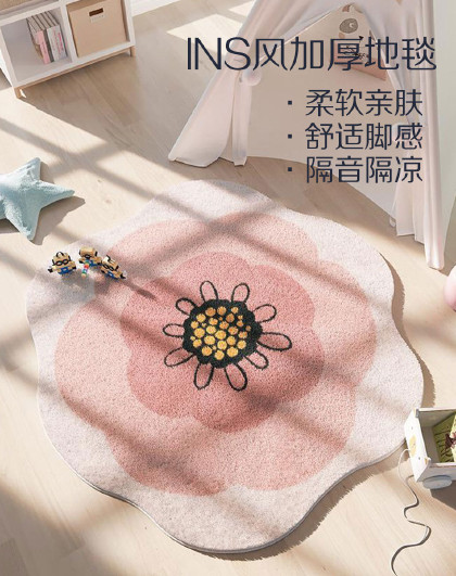 卡通客厅垫卧室少女床边毯毛绒阳台地毯吸水防滑北欧风地毯