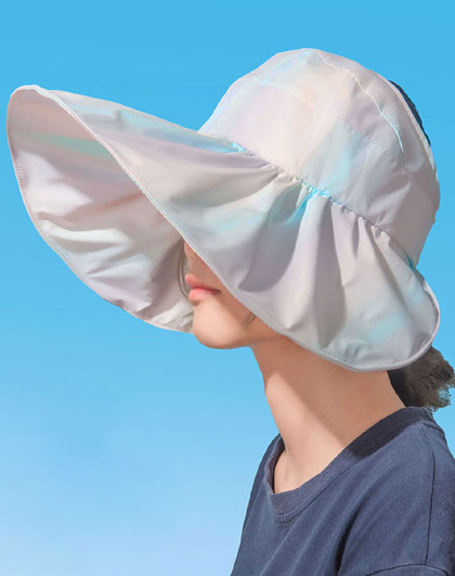 夏季女韩版彩虹色大檐防晒空顶透气防晒遮阳发箍帽子