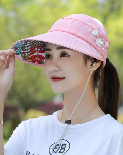 刺绣可折叠发箍帽度假风棒球帽户外遮阳防紫外线女士防晒用品