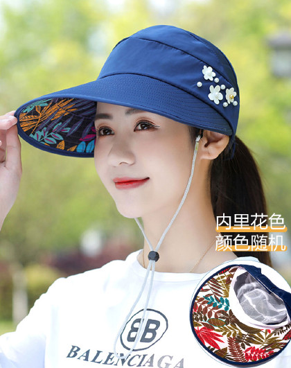 刺绣可折叠发箍帽度假风棒球帽户外遮阳防紫外线女士防晒用品