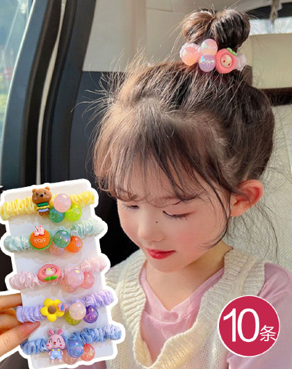 10条装儿童头绳不伤发可爱甜美发饰发绳花朵小肠发圈发饰