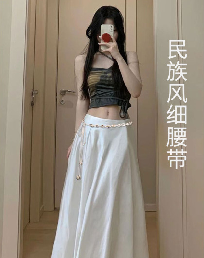 2条装民族风细腰带编织蝴蝶腰绳百搭腰链装饰皮带连衣收腰配饰