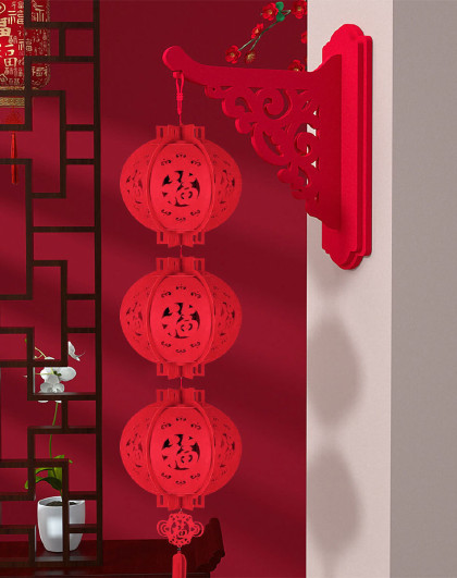 春节植绒灯笼元旦新年喜庆装饰灯笼乔迁喜庆无纺布福字灯笼装饰