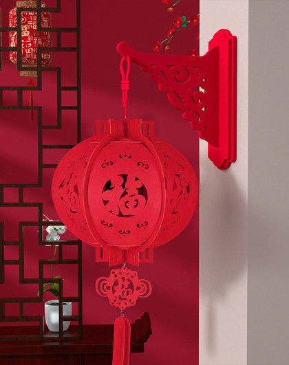 春节植绒灯笼元旦新年喜庆装饰灯笼乔迁喜庆无纺布福字灯笼装饰