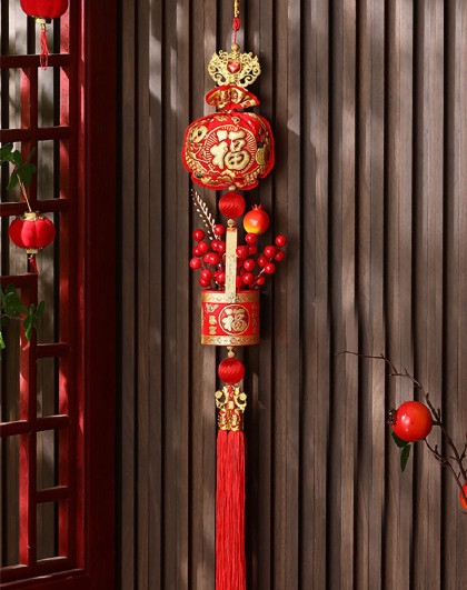 喜庆装饰新年春节新春过年福字装饰大门门口入户喜庆双鱼挂件装饰