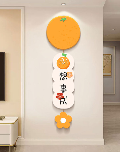 客厅电视背景墙挂饰新年喜庆墙上挂件玄关挂画装饰入户玄关装挂件