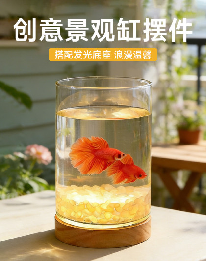 创意景观缸摆件桌面微景观鱼缸养鱼办公生态缸高透小型鱼缸摆件
