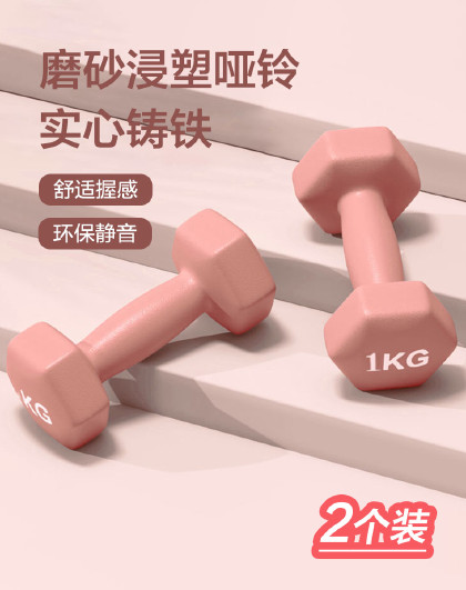 2只装健身家用器材女士儿童男士实心纯铁套装小哑铃磨砂哑铃