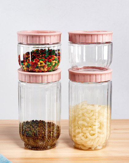 食品级塑料透明厨房五谷杂粮收纳盒干货储存瓶奶粉罐子密封储物罐