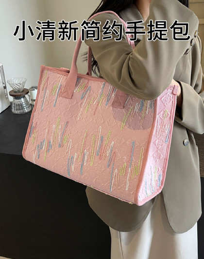外出手拎复古百搭通勤单肩托特包收纳包包公文包小清新简约手提包