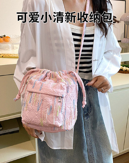 上班通勤带饭便当包手提收纳包收纳袋斜挎包可爱小清新收纳包