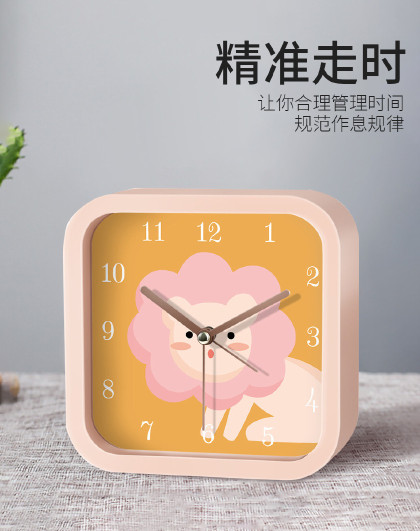 北欧简约卡通小闹钟卧室夜灯床头钟学生儿童卡通小闹钟闹铃