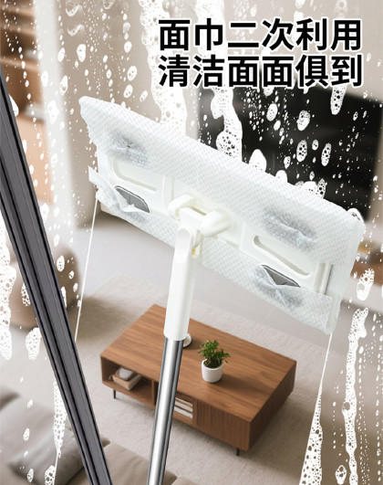 家用清洁除尘拖地懒人平板洗面巾二次利用懒人免手洗静电除尘拖把