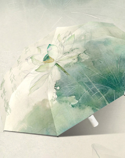 新中式遮阳伞时尚百搭高颜值折叠伞晴雨两用雨伞手动自动款雨伞