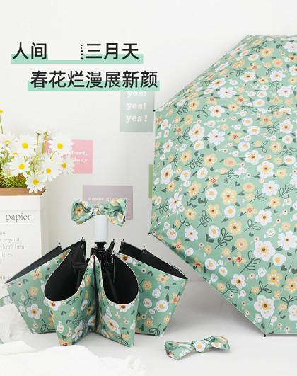 便携小巧便携折叠伞油画遮太阳防晒口袋伞手动油画花朵晴雨两用伞